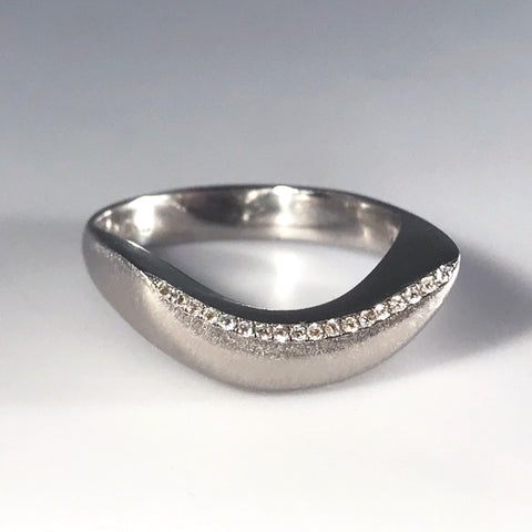 Crescent Ring with Diamonds