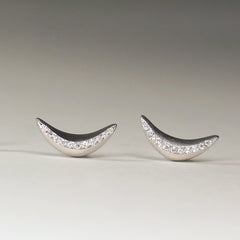 Crescent Earrings with Diamonds-Tiny