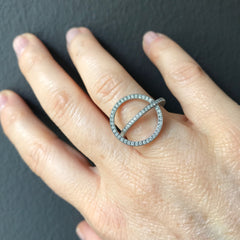 Tangent Ring With Diamonds