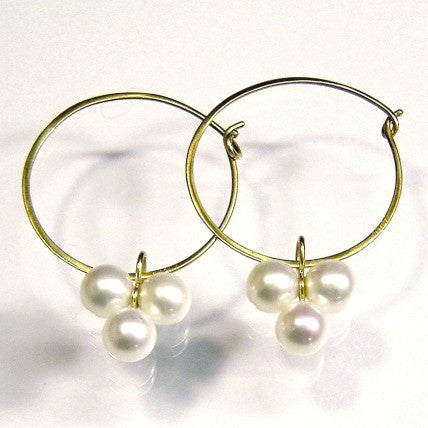 Three Pearls Loop Earrings