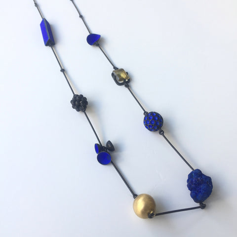 Hydrangea Necklace with Azurite